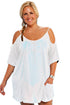 Sexy White Open Shoulder Plus Size Tunic Beach Cover up